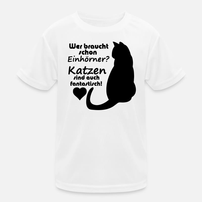 Katzen vs Einhörner Einhorn Katze Fun Geschenk - Kinder Funktions-T-Shirt - Weiß