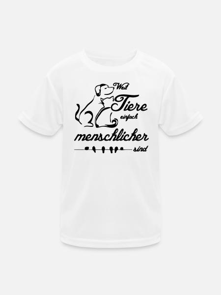 Tiere Menschen Tierfreund Tierschutz Geschenk - Kinder Funktions-T-Shirt - Weiß