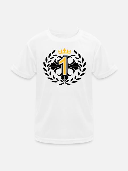 Die Nummer Eins mit Lorbeerkranz und Krone - Kinder Funktions-T-Shirt - Weiß - Vorne