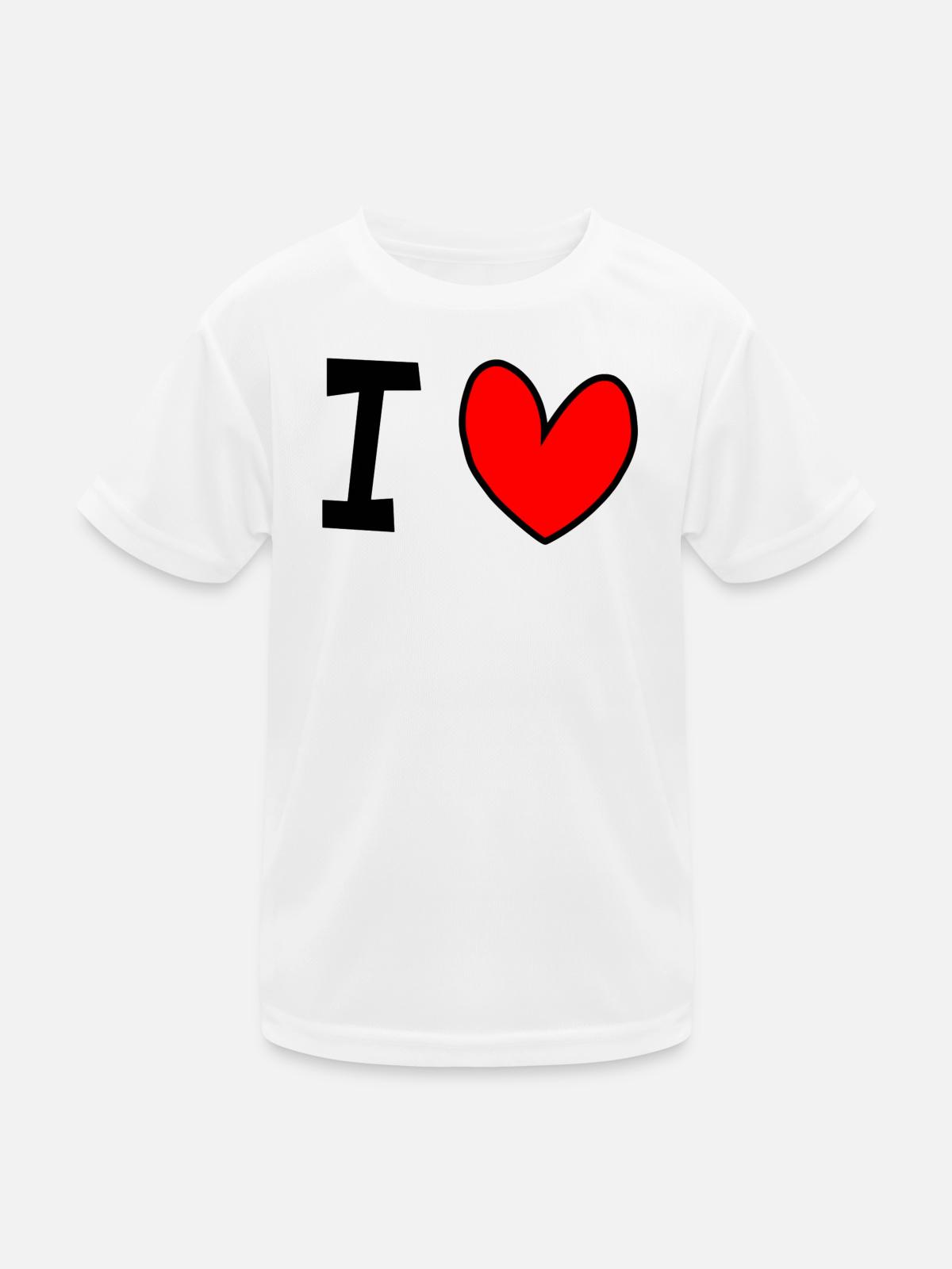 I love - Kinder Funktions-T-Shirt - Weiß - Vorne