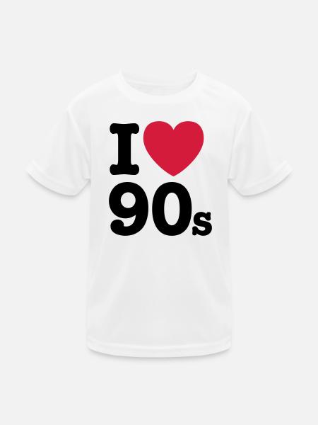 I love the 90s - Kinder Funktions-T-Shirt - Weiß - Vorne