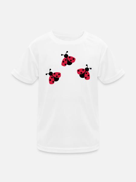 6254398 118120415 Marienkaefer - Kinder Funktions-T-Shirt - Weiß - Vorne