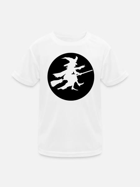 Hexe Negativ - Kinder Funktions-T-Shirt - Weiß - Vorne