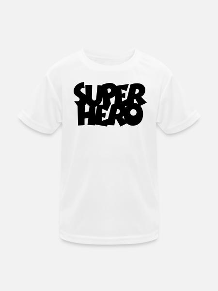SUPERHERO - Kinder Funktions-T-Shirt - Weiß - Vorne