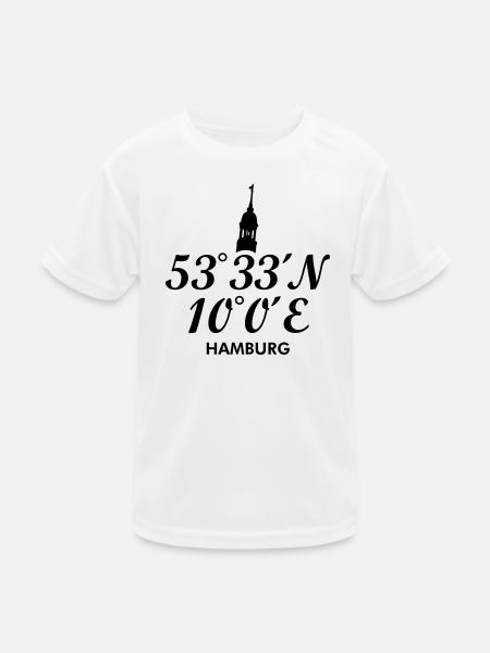 Hamburg Koordinaten Hamburger Michel - Kinder Funktions-T-Shirt - Weiß - Vorne