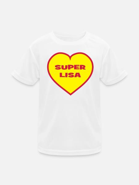 Super-Lisa - Kinder Funktions-T-Shirt - Weiß - Vorne