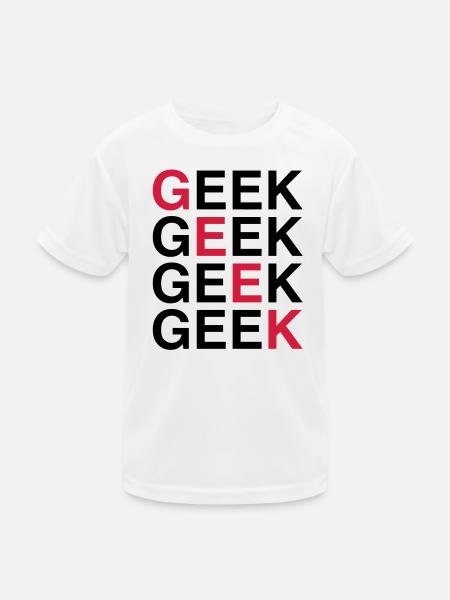 Geek! - Kinder Funktions-T-Shirt - Weiß - Vorne