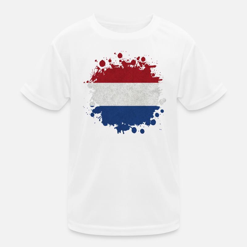 Niederlande Klecks Fleck / Geschenk Flagge Holland Kinder Funktions-T-Shirt