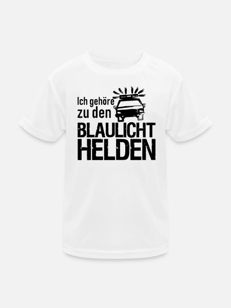 Blaulicht Polizei Feuerwehr Sanitäter Geschenk - Kinder Funktions-T-Shirt - Weiß - Vorne