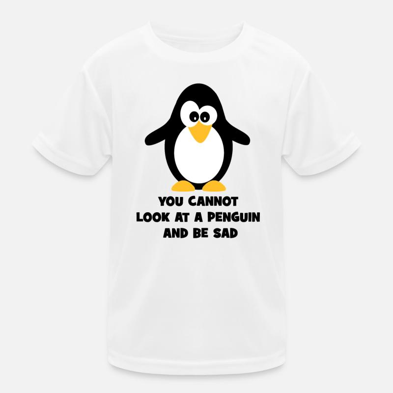 Pinguin - Kinder Funktions-T-Shirt - Weiß