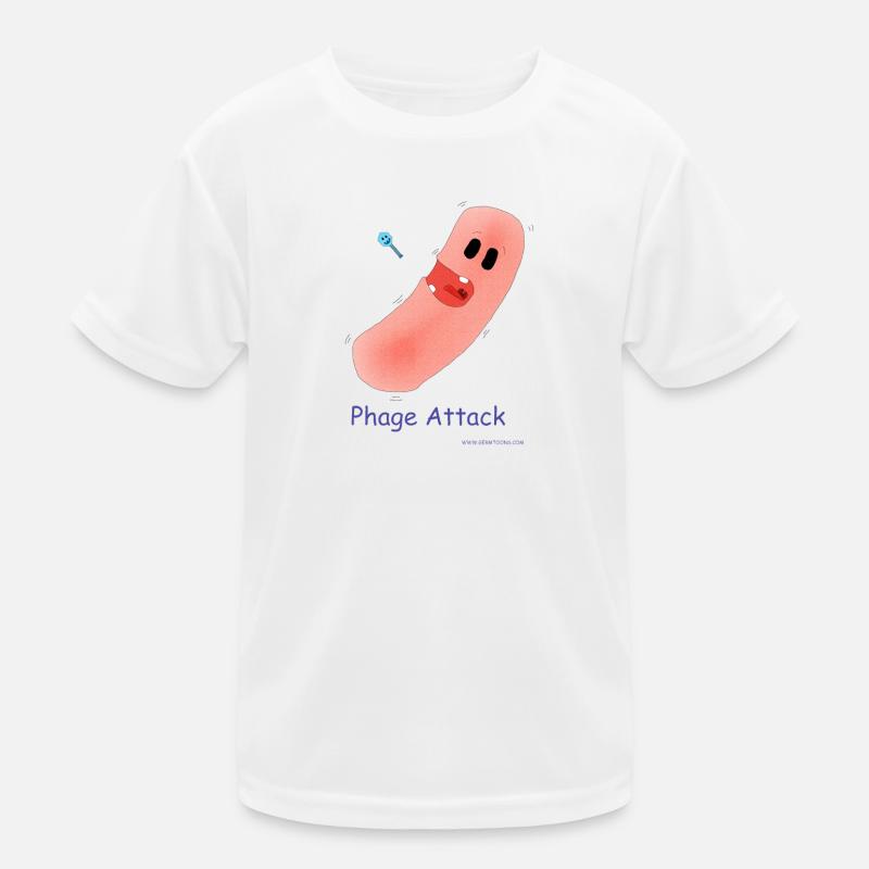 Phage Attack - Bacteria & Bacteriophage - Kids Functional T-Shirt - white