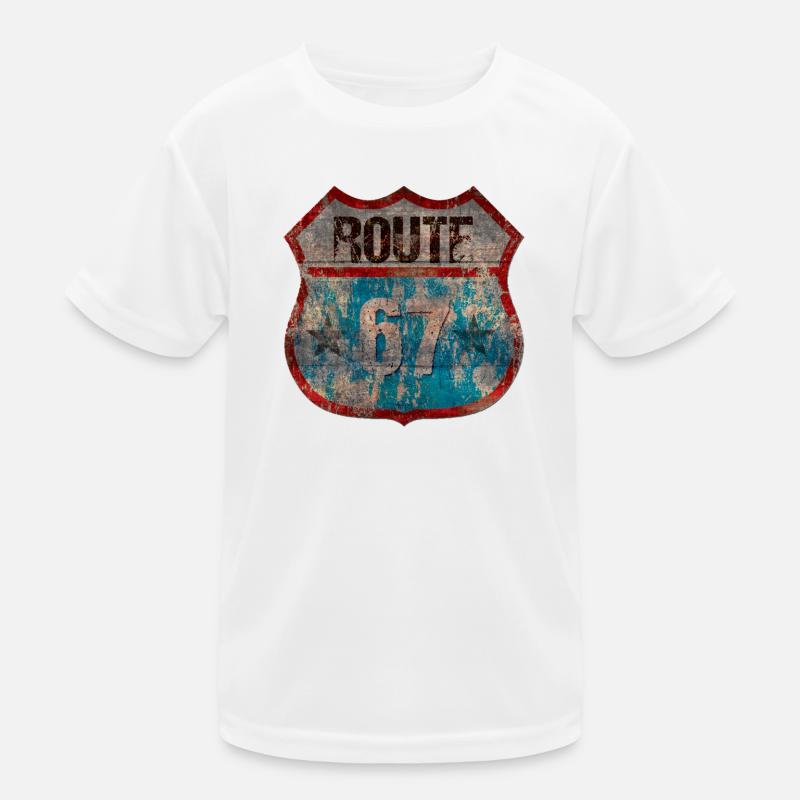 Rustic Route 67 Shield Design Kids Functional T-Shirt