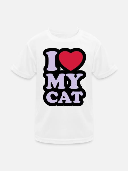 I love my cat - Ich liebe meine Katze - Kinder Funktions-T-Shirt - Weiß - Vorne