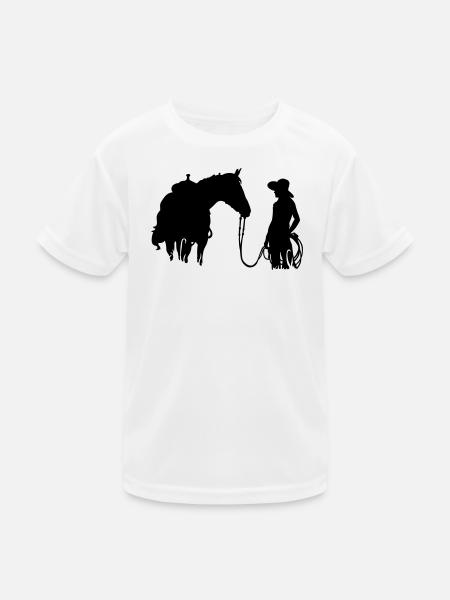 Frau mit Pferd - Kinder Funktions-T-Shirt - Weiß