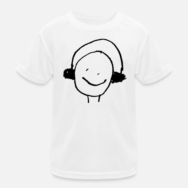 Kopfhörer oder Ohrenwärmer Kinderzeichnung DJ - Kinder Funktions-T-Shirt - Weiß