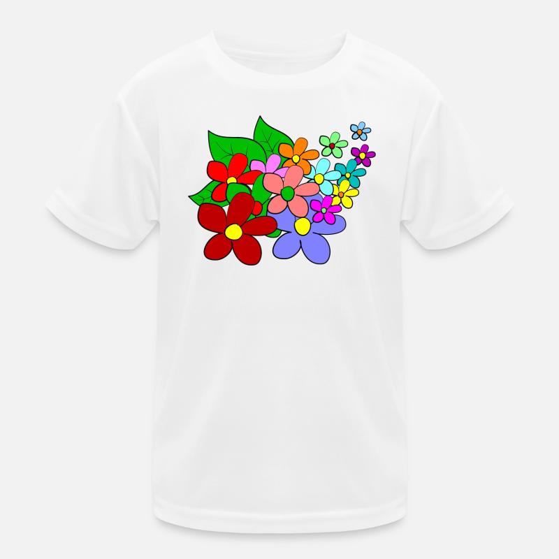 Blumen - Kinder Funktions-T-Shirt - Weiß