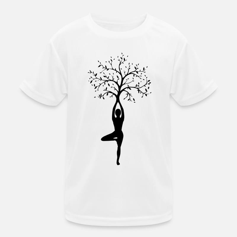 Tree Pose Silhouette Yoga Kids Functional T-Shirt
