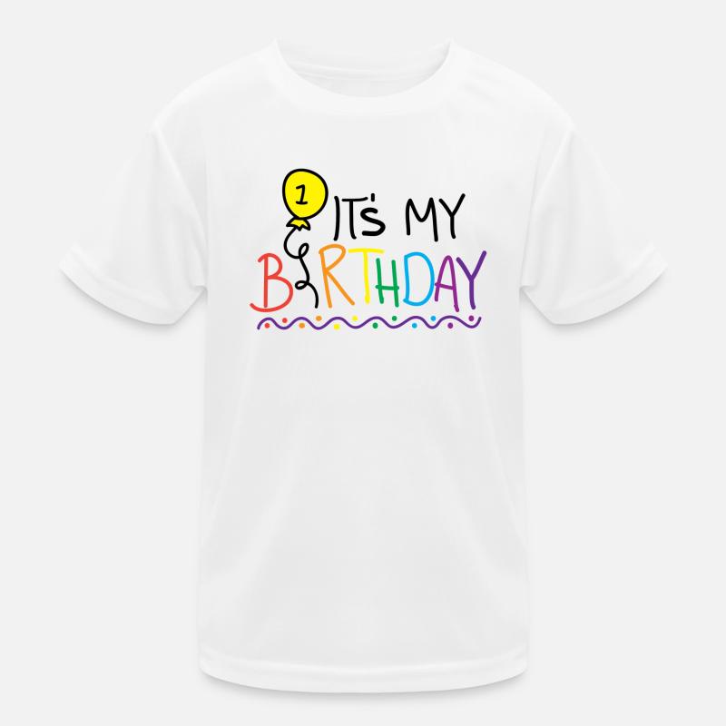 Colorful and Festive 1st Anniversary Design Kids Functional T-Shirt
