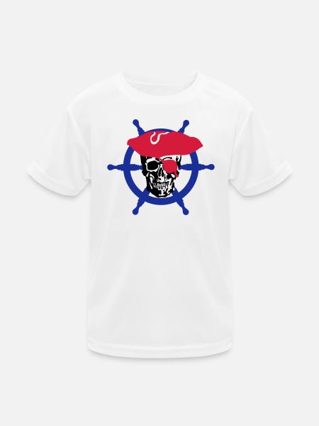 Piratenkopf - Kinder Funktions-T-Shirt - Weiß - Vorne