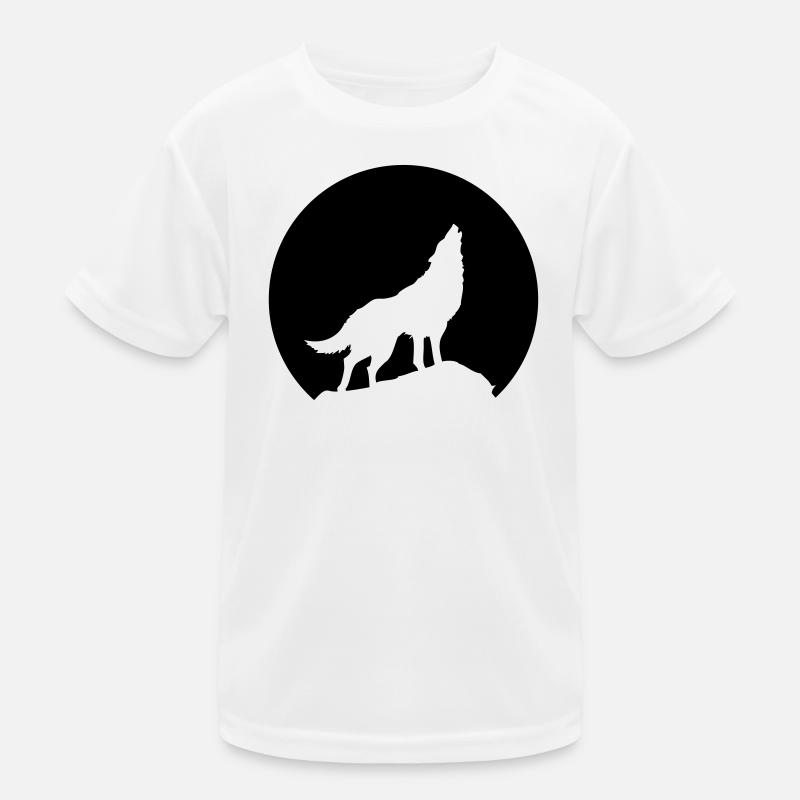 Wolf - Kinder Funktions-T-Shirt - Weiß
