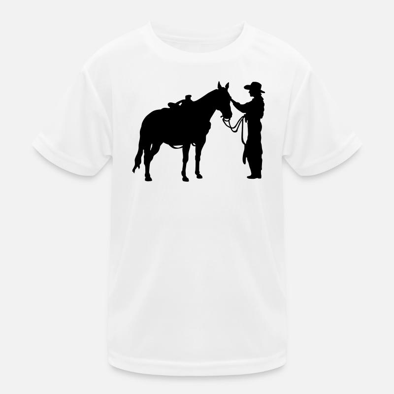 Frau mit Pferd Kinder Funktions-T-Shirt