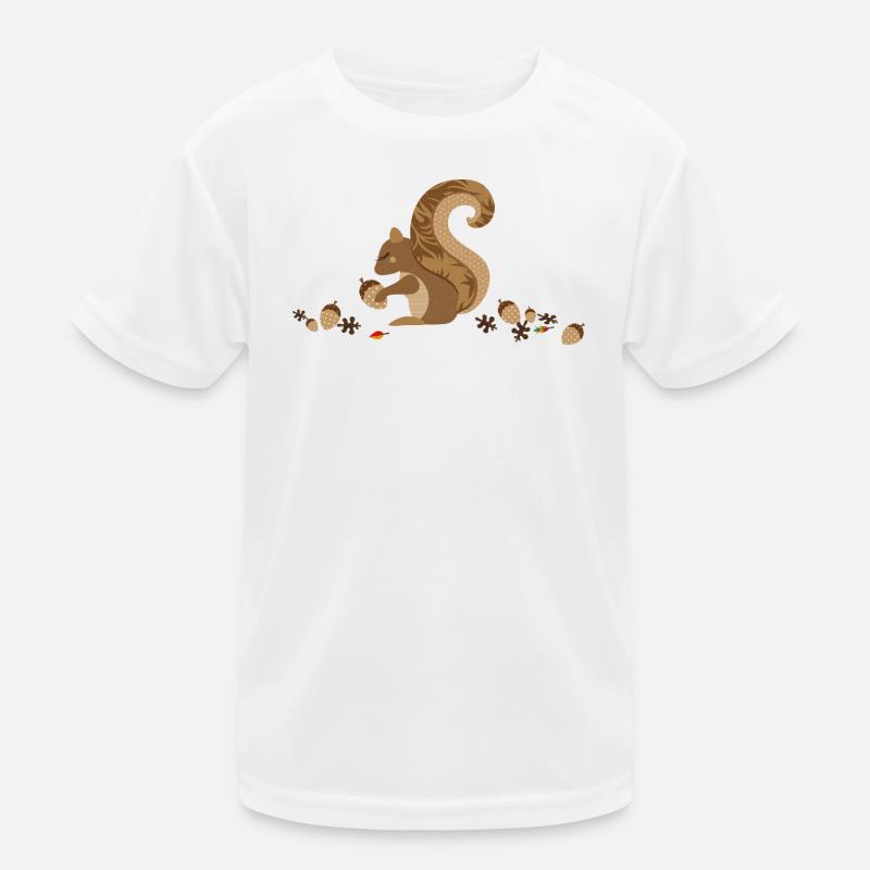 Ein Eichhörnchen mit einer Eichel - Kinder Funktions-T-Shirt - Weiß