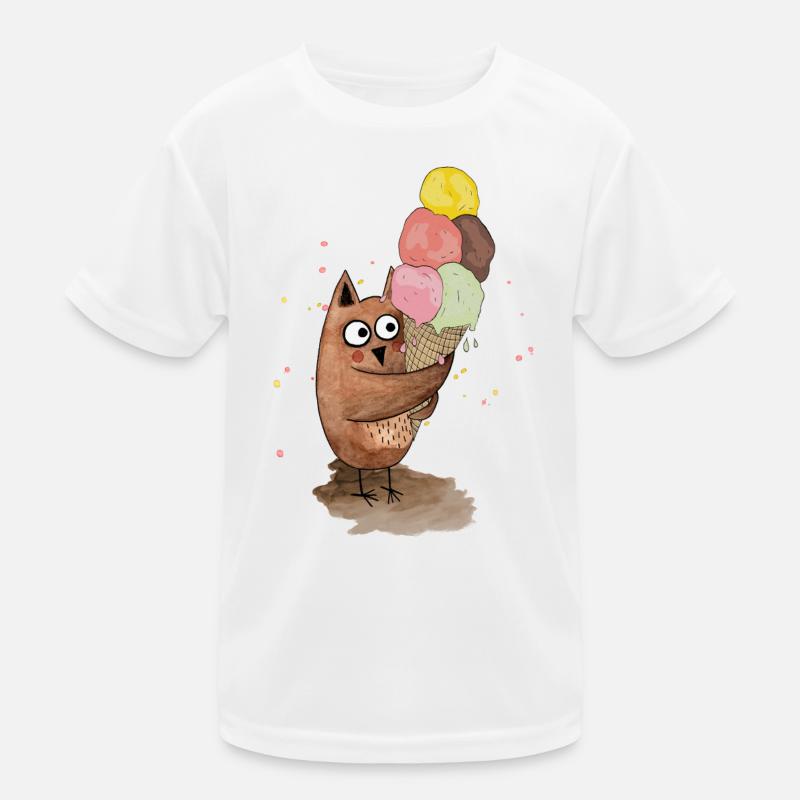 Eule mit riesigem Eis Kinder Funktions-T-Shirt