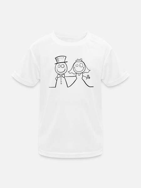 Lustiges Hochzeit Brautpaar - Kinder Funktions-T-Shirt - Weiß