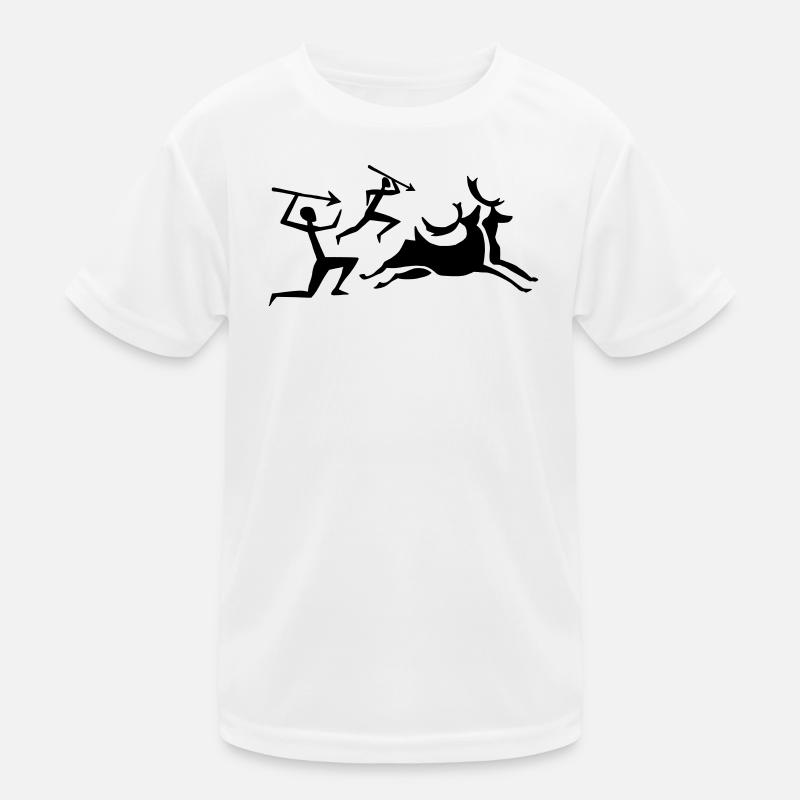 Cave painting hunter Kids Functional T-Shirt
