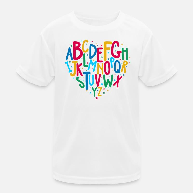 Farbenfrohes Alphabet-Herz-Design Kinder Funktions-T-Shirt
