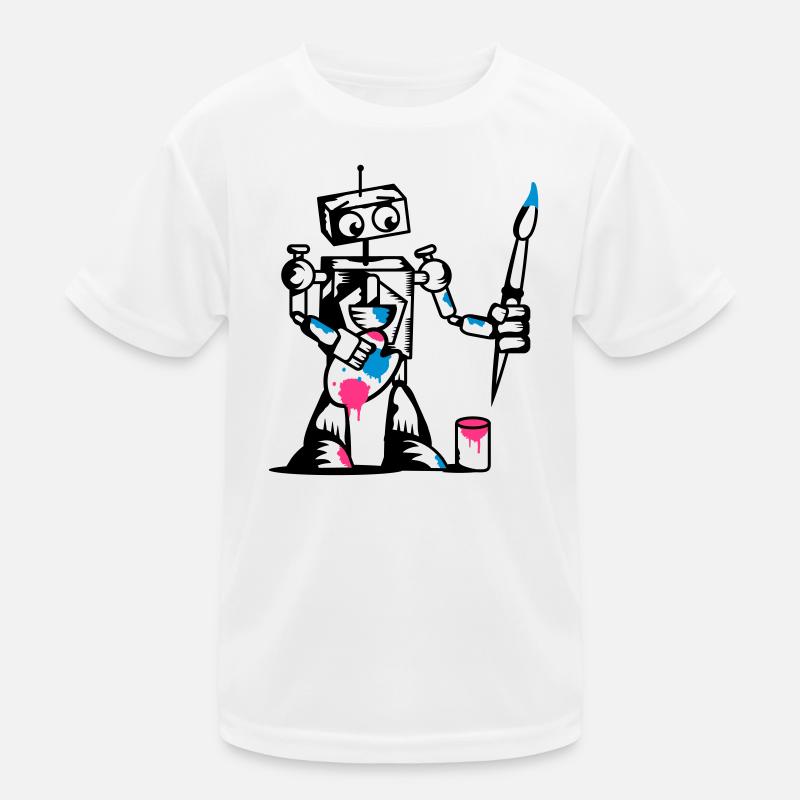 Roboter mit einem Pinsel Kinder Funktions-T-Shirt