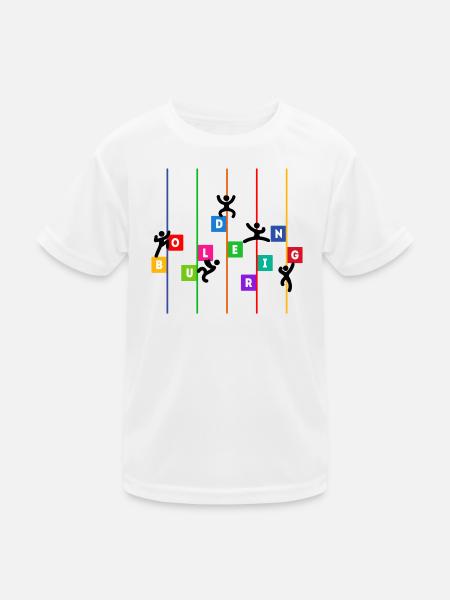 Boulder Klettern Bergsteigen Bouldern Lustig Sport - Kinder Funktions-T-Shirt - Weiß