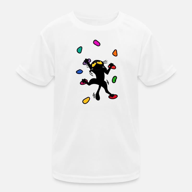 Bouldering cat kitten climbing Funny mountain Kids Functional T-Shirt