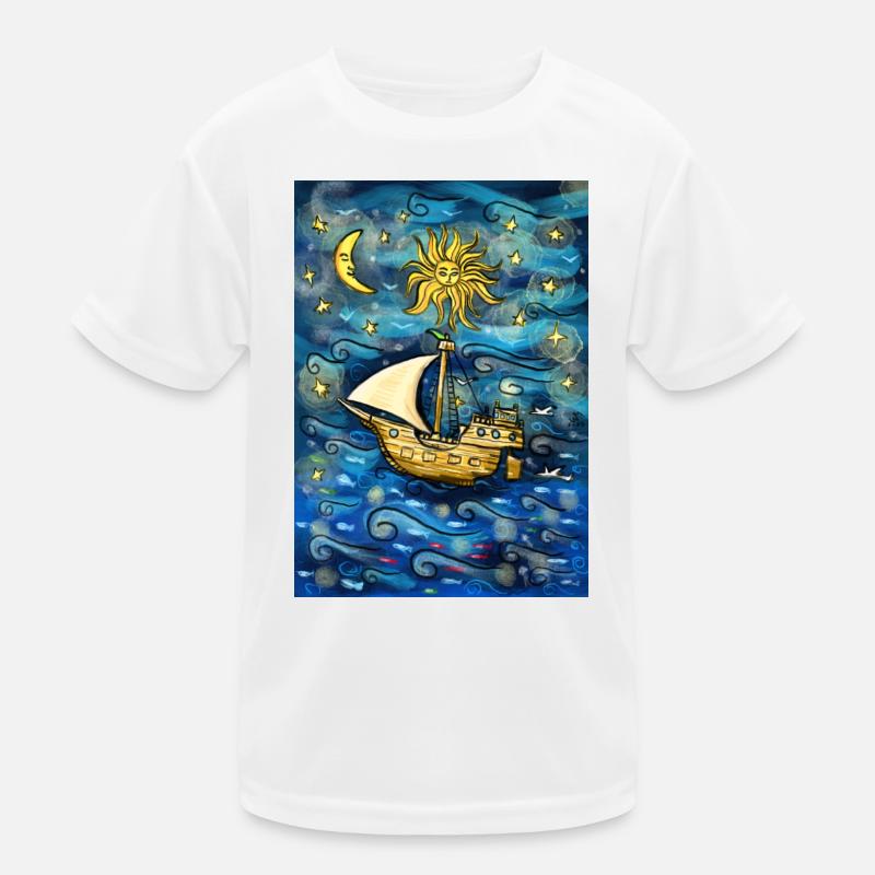 Schiff im Sternenmeer Kinder Funktions-T-Shirt