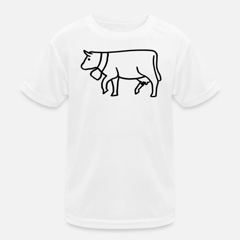 Kuh gezeichnet mit Glocke Kinder Funktions-T-Shirt
