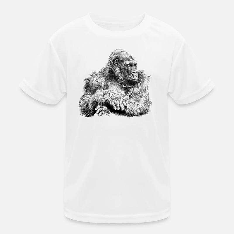Gorilla - Kinder Funktions-T-Shirt - Weiß