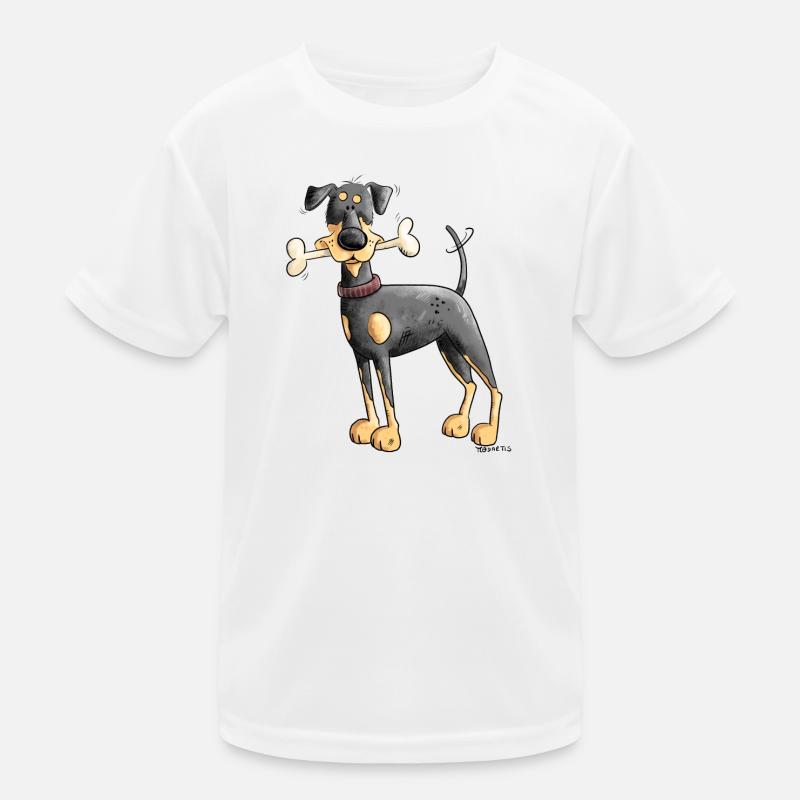 Dobermann Oder Pinscher mit Knochen Kinder Funktions-T-Shirt