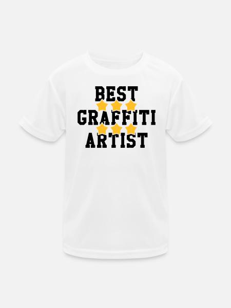 Graffiti / Tag / Writer / Street Art - Kinder Funktions-T-Shirt - Weiß - Vorne