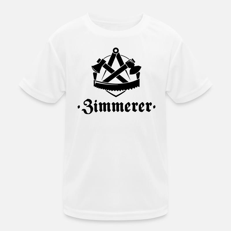 Zimmerer, Zunftzeichen mit alter Schrift - Kinder Funktions-T-Shirt - Weiß