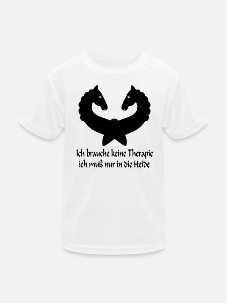 Lüneburger Heide Pferde - Kinder Funktions-T-Shirt - Weiß - Vorne