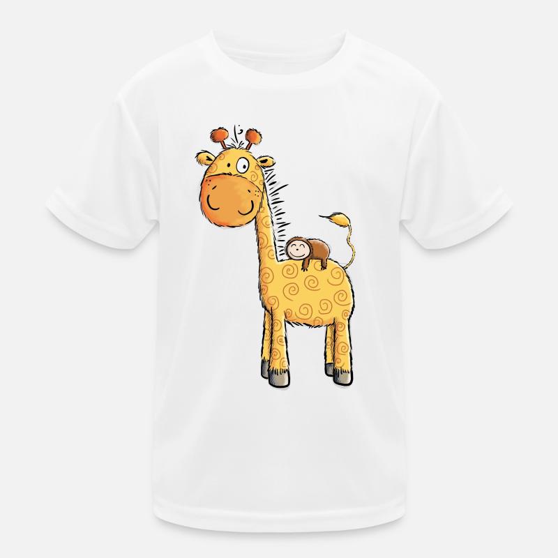 Cute Giraffe with Sloth I Wild Animal Comic - Kids Functional T-Shirt - white