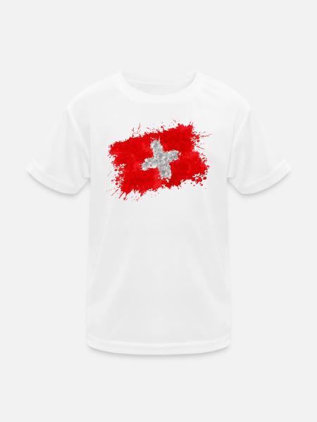 Schweiz Nati Flagge Fahne Fussballfan Mannschaft - Kinder Funktions-T-Shirt - Weiß - Vorne