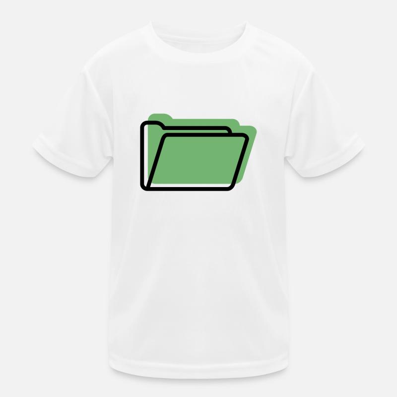 Green File Folder Line Style Kids Functional T-Shirt