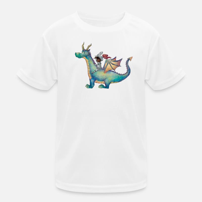 Mädchen mit Drachen auf magischem Abenteuer Kinder Funktions-T-Shirt