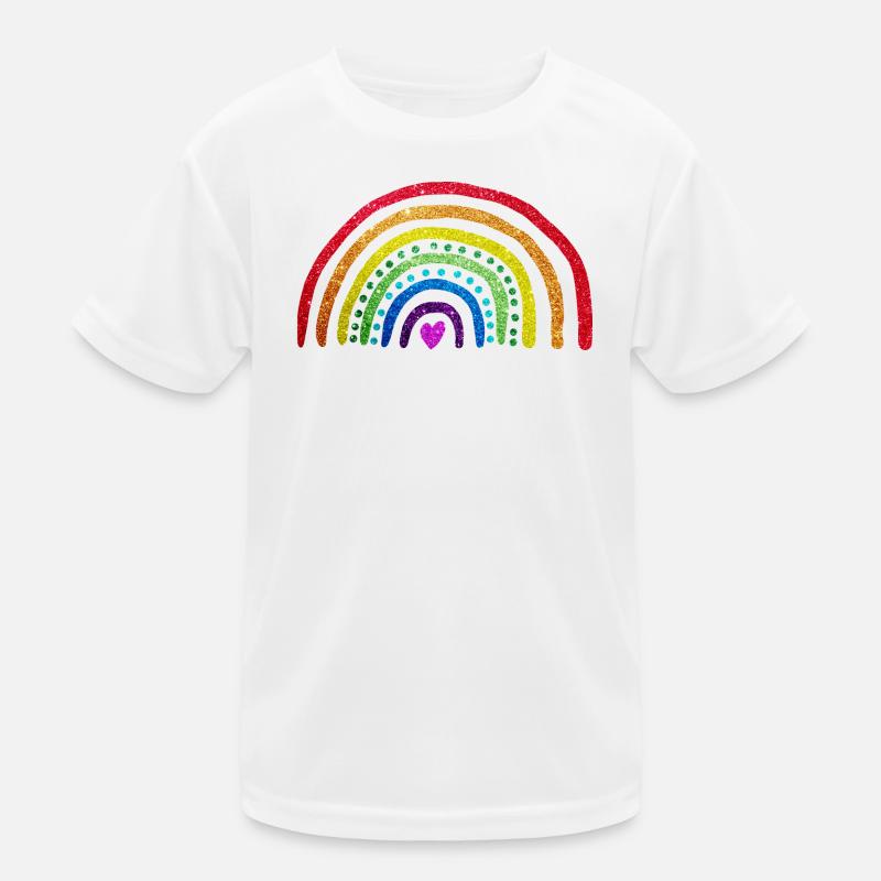 Regenbogen-Glitzer - Kinder Funktions-T-Shirt - Weiß