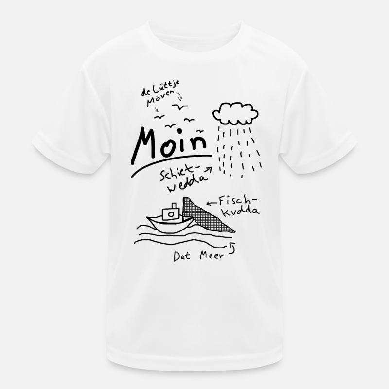 Moin Plattdeutsch Norddeutsch Meer Möwe Boot Kinder Funktions-T-Shirt