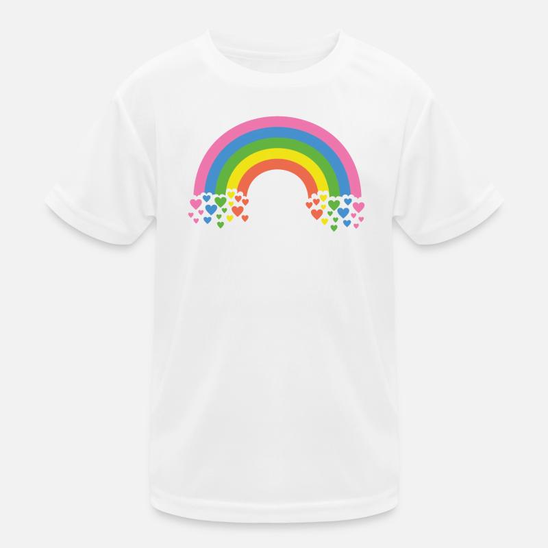 Regenbogen mit Herzen Kinder Funktions-T-Shirt