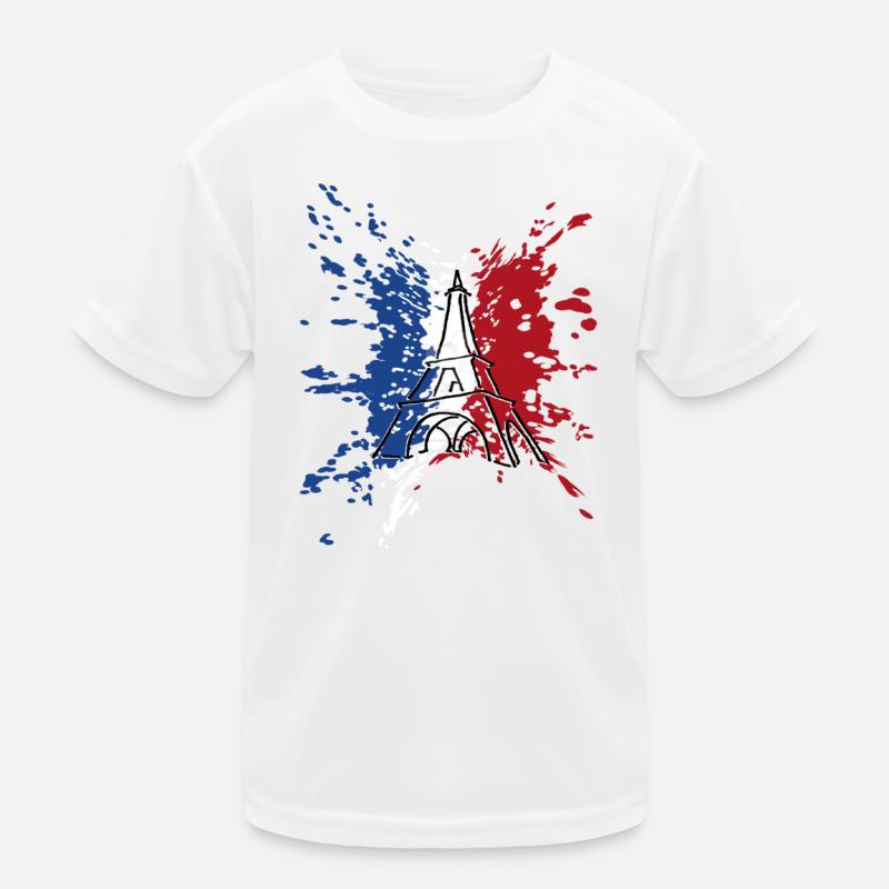 Drapeau Tour Eiffel France ✅ Drapeau Tour Eiffel ✔ - T-shirt sport Enfant - blanc
