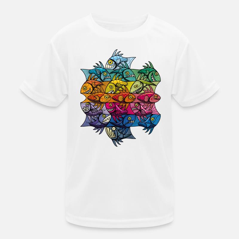 Escherfish style Pattern V - Kinder Funktions-T-Shirt - Weiß