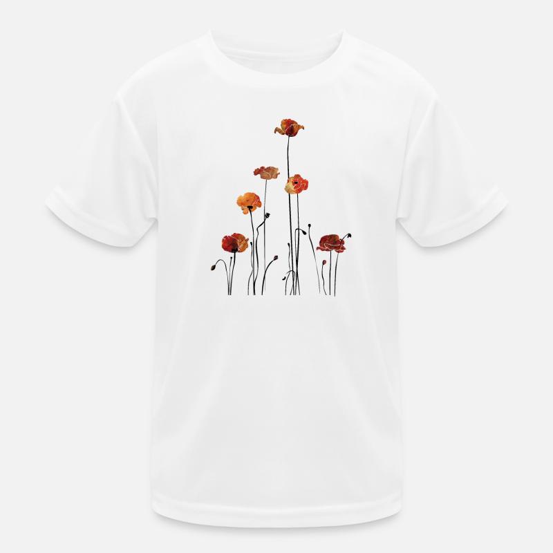 Mohnblumen Silhouette Design Kinder Funktions-T-Shirt